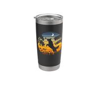 Retro Vintage Sunset Garden Nature Black German Shepherd Dog Bicchiere termico in acciaio inox doppia parete