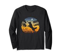 Retro Vintage Sunset Garden Nature Black German Shepherd Dog Maglia a Manica