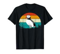 Retro Vintage Sunset Muffin Seabird Cute Atlantic Puffin Maglietta