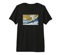 Retro Vintage Surfing A Wave Cute Animal Hedgehog Lover Maglietta Premium
