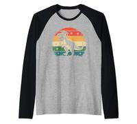Retro Vintage Tramonto T-Rex Dinosauro Laurea Design Regalo Maglia con Maniche Raglan