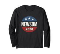 Retro Vintage Vote Button Gavin Newsom 2028 President Maglia a Manica