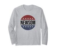 Retro Vintage Vote Button Gavin Newsom 2028 President Maglia a Manica