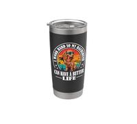 Retro Vintage Womens Work Hard Long Haired Dachshund Lover Bicchiere termico in acciaio inox doppia parete