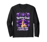 Retro Viola Compleanno Una Regina I Dont Get Older I Level Up Maglia a Manica