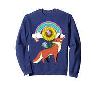 Retro Volpi Volpe Bambini Ragazze Ragazzi Arcobaleno Felpa