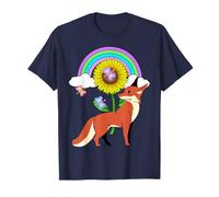 Retro Volpi Volpe Bambini Ragazze Ragazzi Arcobaleno Maglietta