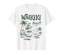 Retro Waikiki Hula Girl Hawaii Beach Vibes Vintage Island Maglietta