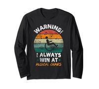 Retro Warning I Win At Musical Sedie Disabili Sedia a rotelle Maglia a Manica