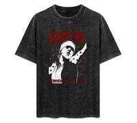 Retro Washed Shirt Men's Unisex Against Me ! Reinventing Axl Rose Round Neck Antique Wash T-Shirt Short Sleeve Black S