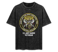 Retro Washed Shirt Men's Unisex Don't Let The Gray Hair Fool You I Can Still Kick Ass US Army Ra Round Neck Antique Wash T-Shirt Black 3XL