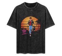 Retro Washed Shirt Men's Unisex Fury Vice 71 Round Neck Antique Wash T-Shirt Short Sleeve Black S