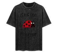Retro Washed Shirt Men's Unisex Gaston is My Home TV Ben Holly Small Kingdom Round Neck Antique Wash T-Shirt Short Sleeve Black XL