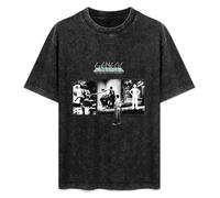 Retro Washed Shirt Men's Unisex Genesis Down on Broadway Round Neck Antique Wash T-Shirt Short Sleeve Black L