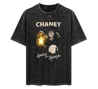 Retro Washed Shirt Men's Unisex London After Midnight Movie Poster 1927 Round Neck Antique Wash T-Shirt Short Sleeve Black L