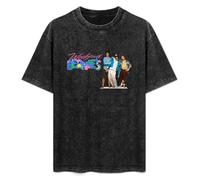 Retro Washed Shirt Men's Unisex Weekend at Bernies Round Neck Antique Wash T-Shirt Short Sleeve Black L