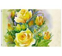 Retro Watercolor Painting Of Flower Flowers Yellow Rose Bandiera Di All'Aperto 90X150Cm Tutte Le Stagioni Bandiere Da Cortile Stampa Bandiera Dei Pirati Per Patio Sport Balcone