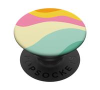 Retro Waves Swirls Pastel Rainbow Wavy Stripes 70s Aesthetic PopSockets PopGrip Adesivo