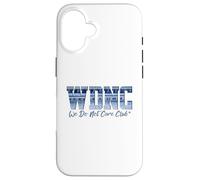Retro WDNC Club | We Do Not Care, Denim Jeans Style Graphic Custodia per iPhone 16