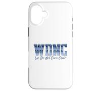 Retro WDNC Club | We Do Not Care, Denim Jeans Style Graphic Custodia per iPhone 16 Plus