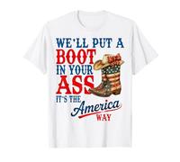 Retro We Put A Boot Western Cowgirl USA Flag 4 luglio Maglietta