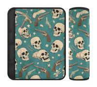 Retro Western Cowboy Skull Green 2 pz seggiolino auto Strap Covers, Più Comfort Guidare, Car Seat Cover per Airplane Auto Zaino 25,4 x 19,6 cm Protector para cinturón de carro