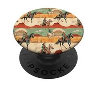 Retro Western Rider, Cowboy Art, Vintage Horse Illustrazione PopSockets PopGrip Adesivo