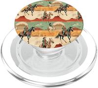 Retro Western Rider, Cowboy Art, Vintage Horse Illustrazione PopSockets PopGrip per MagSafe