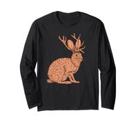 Retro Wild Animal Jackrabbit with Antelope Horns Jackalope Maglia a Manica