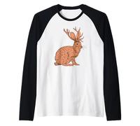 Retro Wild Animal Jackrabbit with Antelope Horns Jackalope Maglia con Maniche Raglan