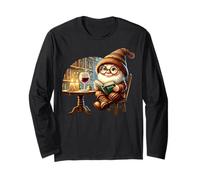 Retro Wine Teacher Gnome Graphic For Bookworm And Librarian Maglia a Manica