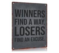 Retro Winning Mindset Tin Sign Losers Find An Excuse For Man Cave Garage Basement Workshop 8 X 12 inch