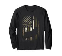 Retro Wolf American Camouflage USA Bandiera Love Vintage Maglia a Manica