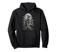 Retro Wolf Full Moon Wilderness Graphic per Gli Uomini Felpa con Cappuccio