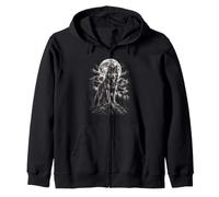 Retro Wolf Full Moon Wilderness Graphic per Gli Uomini Felpa con Cappuccio