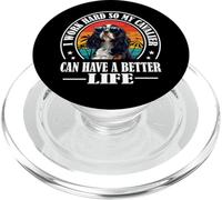 Retro Work Hard Better Life Tri Color Cavalier Dog Mom PopSockets PopGrip per MagSafe