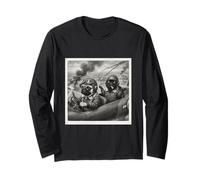 Retro WW2 Pilota WWII Funny Pug World War Meme Memorabilia Maglia a Manica
