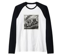 Retro WW2 Pilota WWII Funny Pug World War Meme Memorabilia Maglia con Maniche Raglan