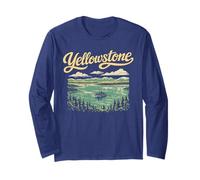 Retro Yellowstone National Park Lake Vintage Style 80s Maglia a Manica