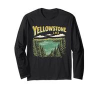 Retro Yellowstone National Park Lake Vintage Style 80s Maglia a Manica