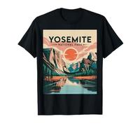 Retro Yosemite Park Sunset View Nature Travel Adventure Maglietta