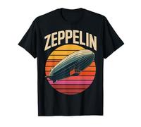 Retro Zeppelin 70s Airship with Vintage Sunset Lines Maglietta