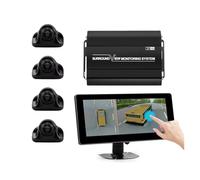 Retrocamera Per Autobus Camion Camper Roulotte Sistemas Di Telecamere Panoramiche A 360° Registratore 3D 1080P Con Touch Screen Da 10,25" Backup Camera(Black with BSD)