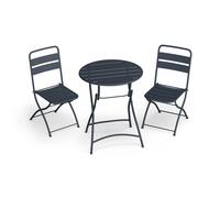 RetroChic - Set da giardino | 1 tavolo + 2 sedie | 60 cm | Pieghevole | Rivestito | Resistente alle intemperie