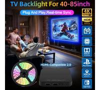 Retroilluminazione ambientale TV per striscia luminosa a LED di sincronizzazione in tempo reale a colori da 40-85 pollici per Kit luci scatola di sincronizzazione dispositivo 2.0 compatibile con HDMI