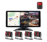 Retromarcia 10.36" 4CH WiFi Wireless Android Auto AI Blind Spot BSD Allarme DVR Monitor Di Registrazione Cam IR Per Autobus Camion Telecamera Backup(128G TF,With 4 IR Camera)