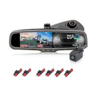 Retromarcia HD 1920x1080P 5" Monitor Per Specchietto Retrovisore Per Auto DVR Doppia Lente Con Sensore Parcheggio Piatto 16 Mm Registratore Guida G-sensor Telecamera Backup(D'argento,Auto Dimming 6)