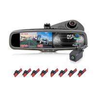 Retromarcia HD 1920x1080P 5" Monitor Per Specchietto Retrovisore Per Auto DVR Doppia Lente Con Sensore Parcheggio Piatto 16 Mm Registratore Guida G-sensor Telecamera Backup(Bianco,Auto Dimming 8)