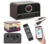 Retropolis Boston Radio Retrò da Salotto con DAB+, FM/AM/SW, Bluetooth 5.0, Lettore CD, USB, Display LED Rosso, RDS, Sveglia Radio, 2×15 W, Alimentazione AC 230 V, Design Vintage