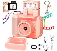 Retrosnap Mini Fotocamera Vintage Con Schermo HD 1080p da 1,44 Pollici, Flash Flip 90°, 6 Filtri, Portachiavi, Per Registrazione Video di Viaggi e Vita (Rosa)